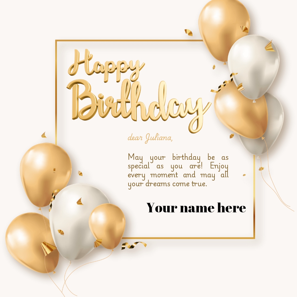 Happy Birthday Balloon Greeting Card With Name