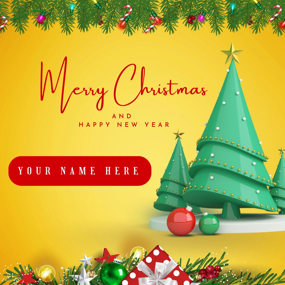 Merry Christmas Greeting Card With Name