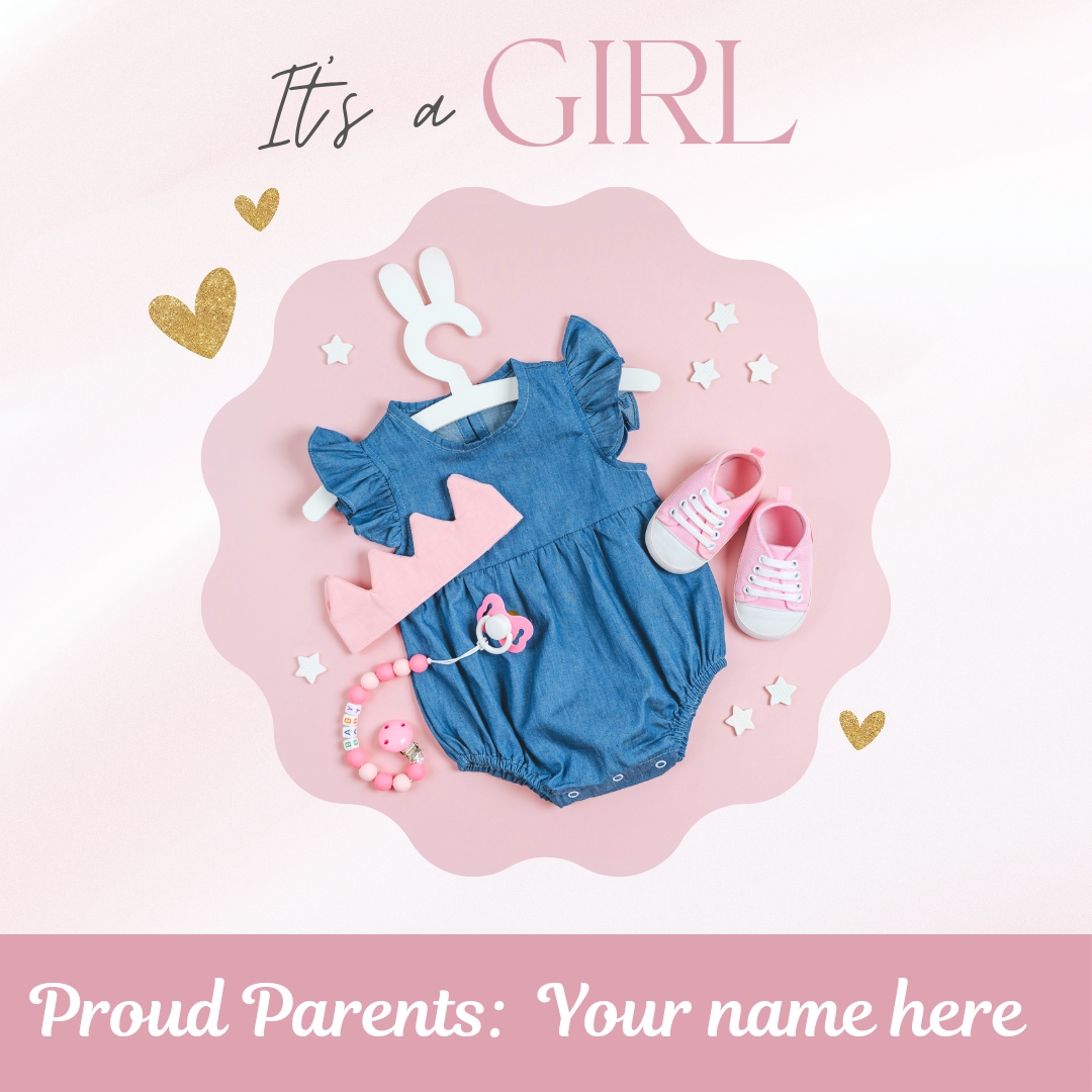 Baby Girl Announcement Card With Name