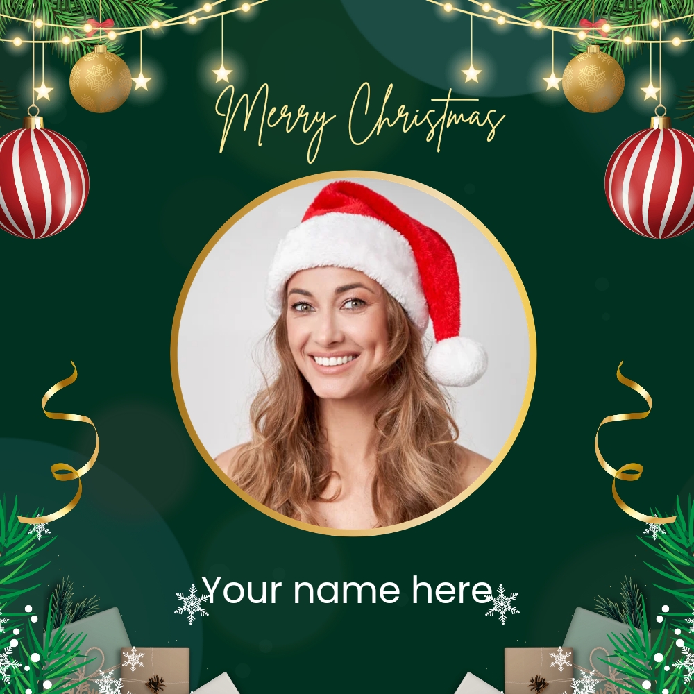 Christmas Photo And Name Greeting Card