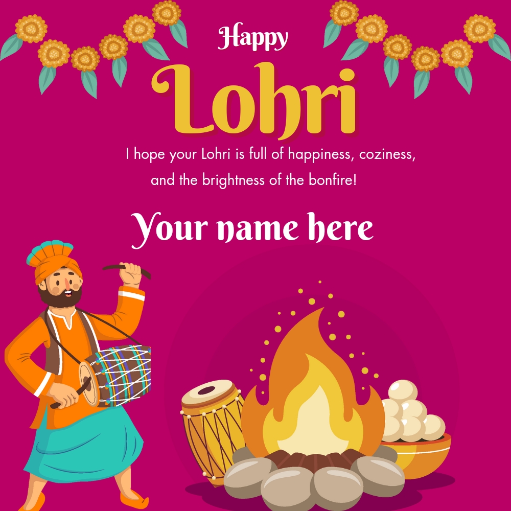 Lohri Festival Best Wishes And Greeting Card