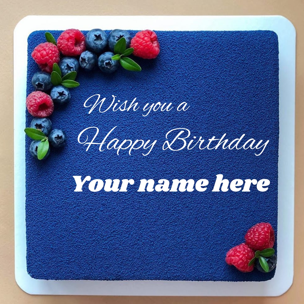 Square Shape Fruit Birthday Cake With Name