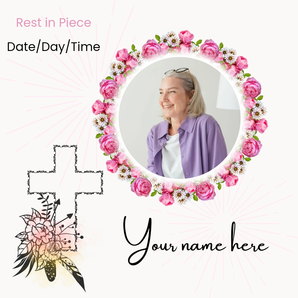 Christian Rest In Peace Frame With Name On It