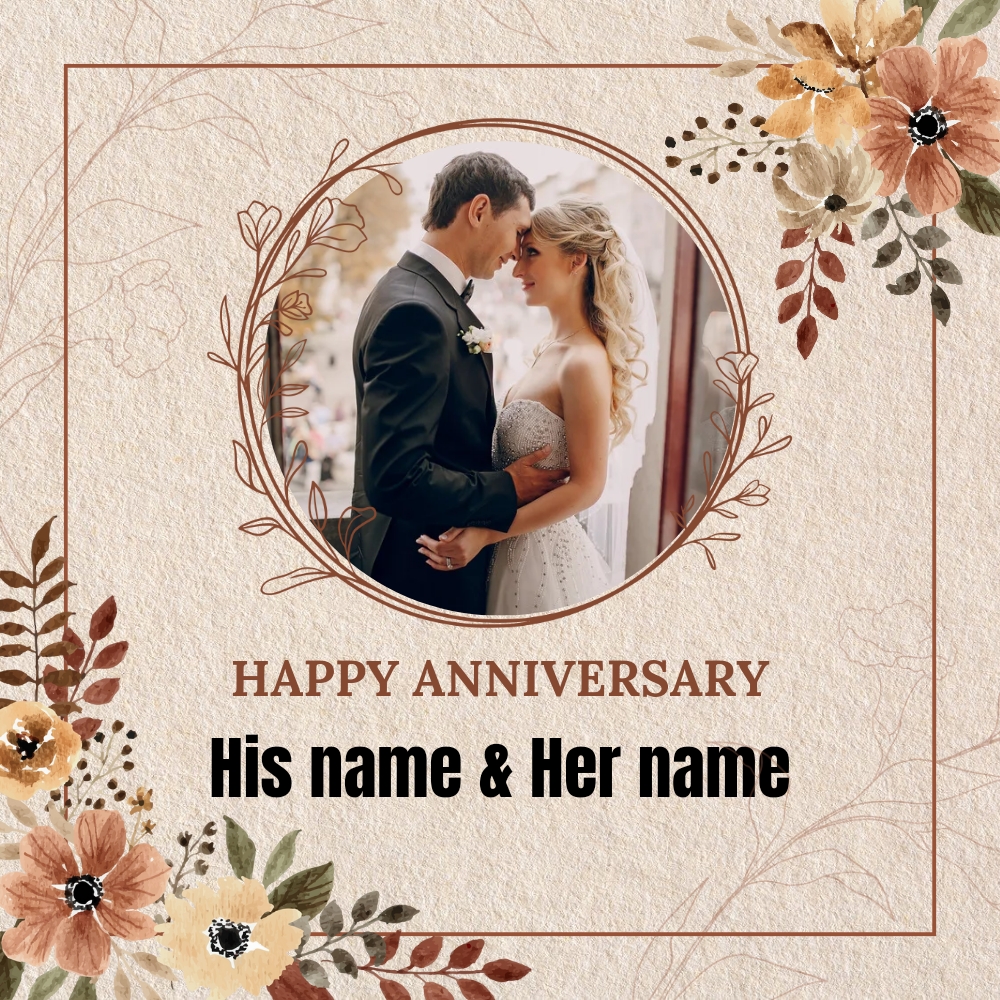 Happy Anniversary Couple Name And Photo Frame